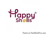 The image is a logo for a company called "Happy Sholls". The logo is written in a modern, sans-serif font and is in a dark pu...