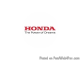 The image is a logo of the brand Honda. The logo is written in red capital letters on a white background. The word "HONDA" is...