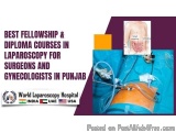 The image is an advertisement for the best fellowship and diploma courses in laparoscopy for surgeons and gynecologists in Pu...