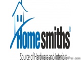 The image is a logo for Homesmiths, a company that provides source of hardware and interiors. The logo is rectangular in shap...