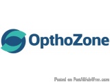 The image is a logo for OpthoZone, a company that provides medical services. The logo is a simple design with the word "OphoZ...