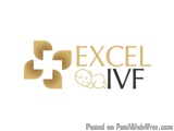 The image is a logo for Excel IVF, a company that provides financial services. The logo is made up of the word "EXCEL" in a b...