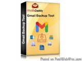 The image is a product cover of a Gmail Backup Tool. The cover is rectangular in shape and has a black background with a yell...
