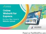 The image is an advertisement for Jammietech, an online website for exprece. The background of the image is a light blue colo...