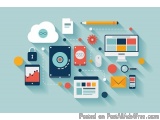 The image is an illustration of various electronic devices connected to each other in a circular pattern. The devices are arr...