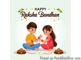 The image is a digital illustration of a boy and a girl celebrating Raksha Bandhan, the Hindu festival of lights. The boy is...