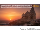 The image shows a beautiful sunset over the ocean with a temple in the foreground. The temple is a Hindu temple with intricat...