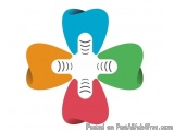 The image is a graphic design of a flower-like structure with six petals. The petals are arranged in a circular pattern, with...