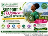 The image is an advertisement for the Halima Abbey Foundation's Support Women Climate Initiatives campaign. The background of...