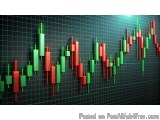 The image is a 3D rendering of a stock market chart. The chart is made up of multiple candlesticks, each representing a diffe...