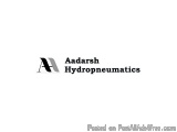 The image is a logo for Aadarsh Hydropneumaticics. It is a black and white logo with the company name written in a bold, sans...
