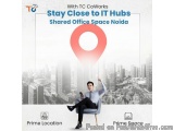 The image is an advertisement for TC Coworks, a company that provides services to IT hubs in India. The background of the ima...