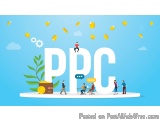 The image is an illustration of the word "PPC" in large white letters on a blue background. The word is surrounded by a group...