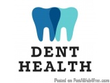 The image is a logo for Dent Health. It is a blue tooth with a white outline. The tooth is in the center of the image and is...