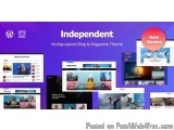 The image is a screenshot of a WordPress theme called "Independent". The theme is a multipurpose blog and magazine theme. The...