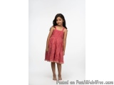 Shop Online Georgette and Cotton Frock for Girls with Rose Chikankari Boota
