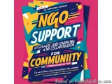 The image is a poster for a fundraising campaign called "NGO Support for Community Fundraising Auton". The poster has a pink...