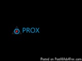 The image is a black background with the word "PROX" written in blue capital letters in the center. The word is written in a...