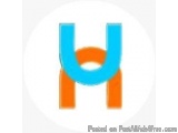 The image is a logo of the letter "H" in blue and orange colors. The letter is in the center of the image and is slightly til...