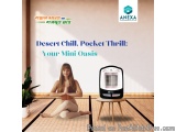 The image shows a young woman sitting on a yoga mat in a room with a small air purifier on a wooden stool next to her. She is...