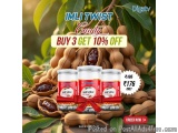The image is an advertisement for a product called "IMLI TWIST Candy". The background of the image is a close-up of a tree wi...