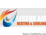 The image is a logo for a company called Legend Air Heating & Cooling. The logo is rectangular in shape and has a white backg...