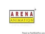 The image is a logo for an animation company called Arena Animation. The logo is rectangular in shape and has a white backgro...