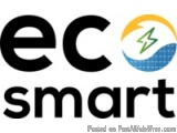 The image is a logo for a company called "ec smart". The logo consists of the word "ec" in black capital letters, with the le...
