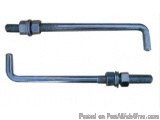 The image shows a pair of metal rods, which appear to be part of a larger machine or machinery. The rods are long and slender...