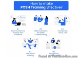 The image is an infographic that explains how to make POSH training effective. It has a blue background with white text that...