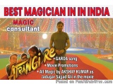 The image is an advertisement for a movie called "Strangi Re" which is a magic consultant in India. The background of the ima...