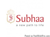 The image is a logo for Subhaa, a company that provides a new path to life. The logo is written in red text on a white backgr...