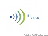 The image is a logo for a company called IT Vision. It consists of a blue circle on the left side, which is the logo of the c...