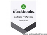 The image is a logo for Intuit Quickbooks, a certified ProAdvisor Enterprise. The logo is a square-shaped icon with a white b...