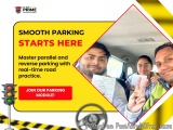 The image is an advertisement for a smooth parking module. It has a yellow background with a red and black diagonal stripe on...
