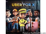 The image is a promotional poster for the animated movie "Uber for X". It features six characters from the movie, all of whom...
