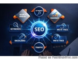 The image is a graphic representation of the concept of SEO (Search Engine Optimization) and its benefits. It has a dark blue...